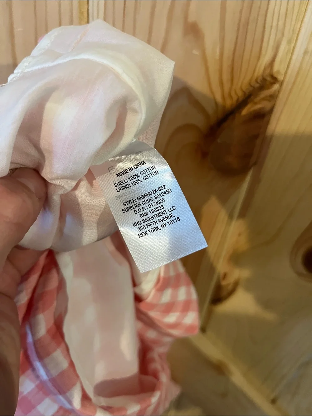 Gap Girls Pink White Gingham Dress 100% Cotton NWT
